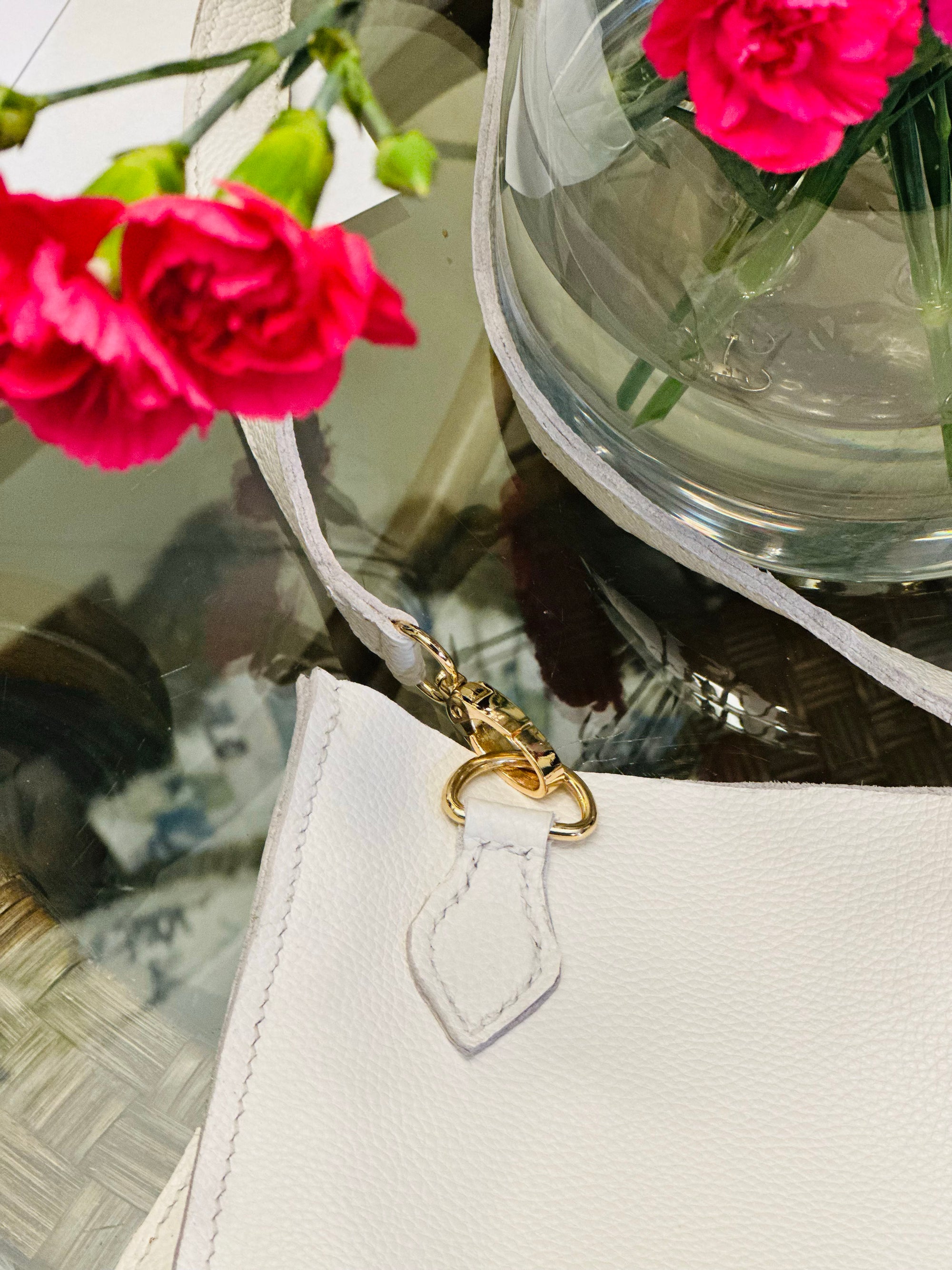 Handcrafted White Leather Tote Bag – Made to Order