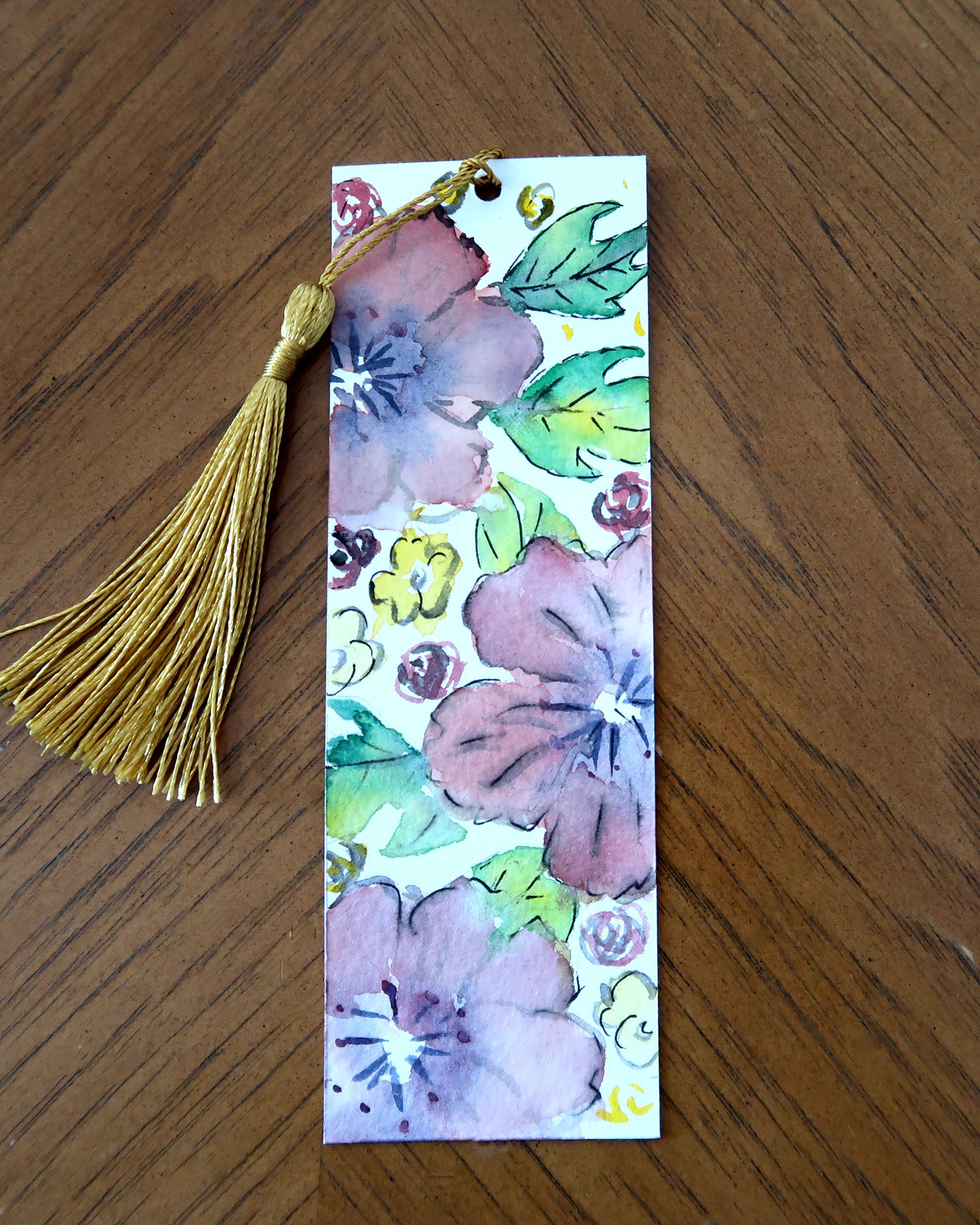 Hand painted floral bookmark