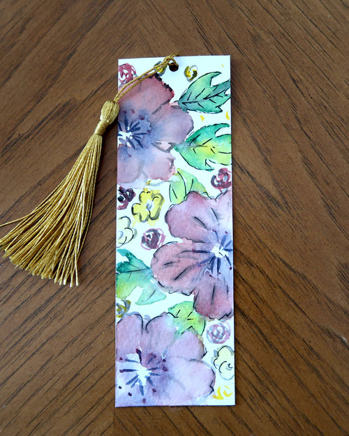 Hand painted floral bookmark