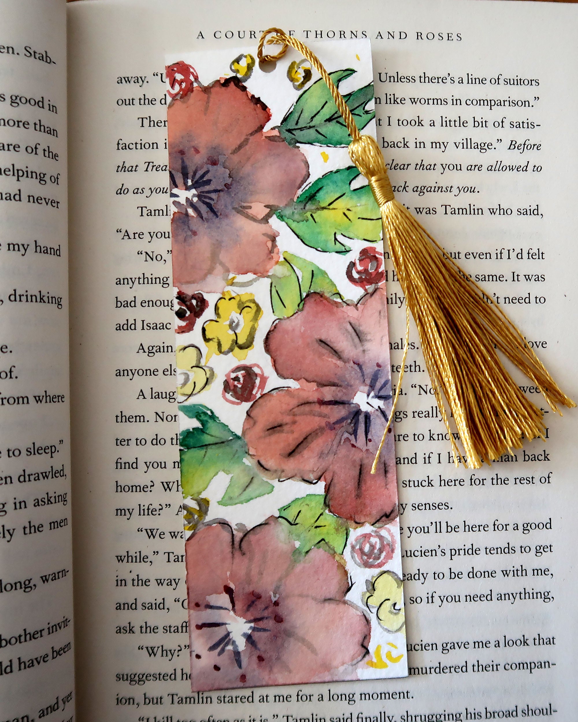 Hand painted floral bookmark